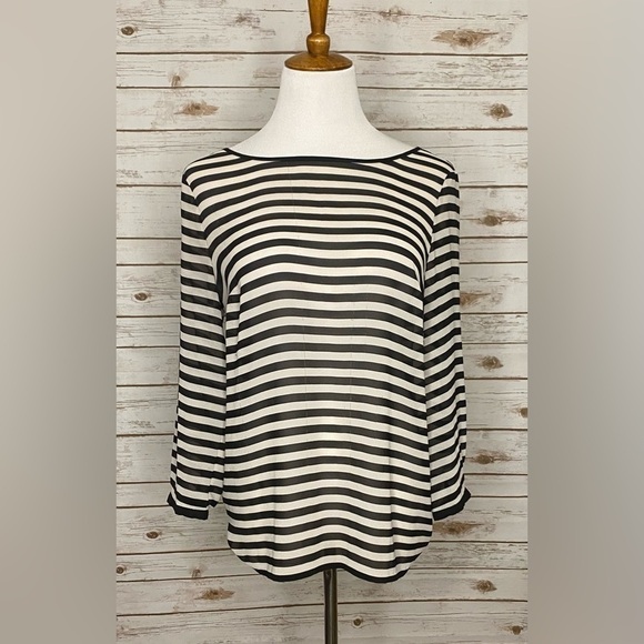 *SOLD* Ann Taylor LOFT striped sheer blouse - Picture 1 of 6